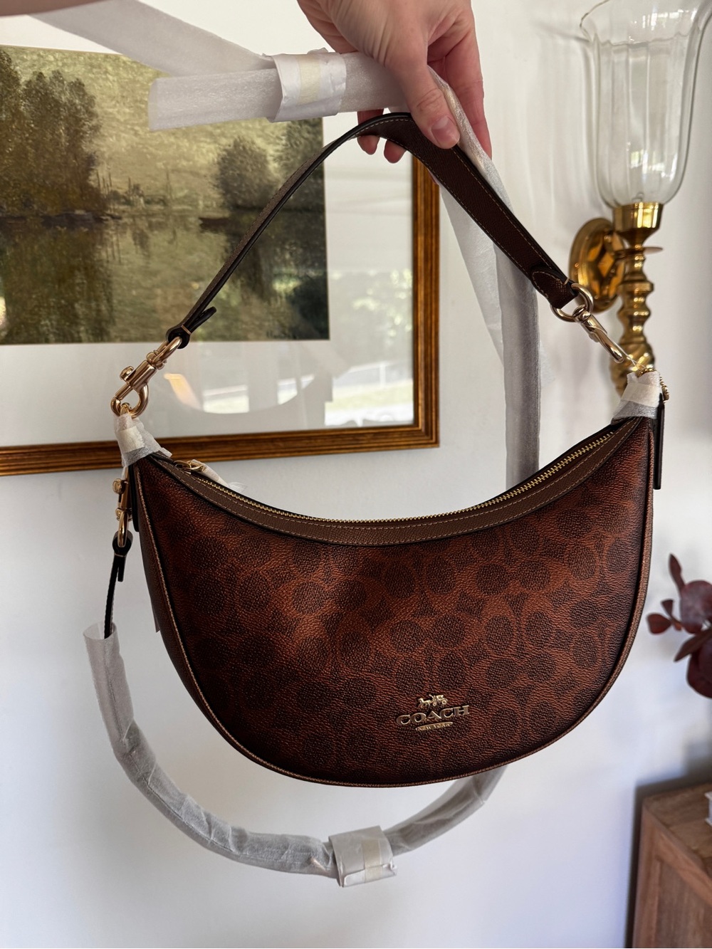 Coach Aria Shoulder Bag In Signature Canvas CCL27 Brown/Copper NWT